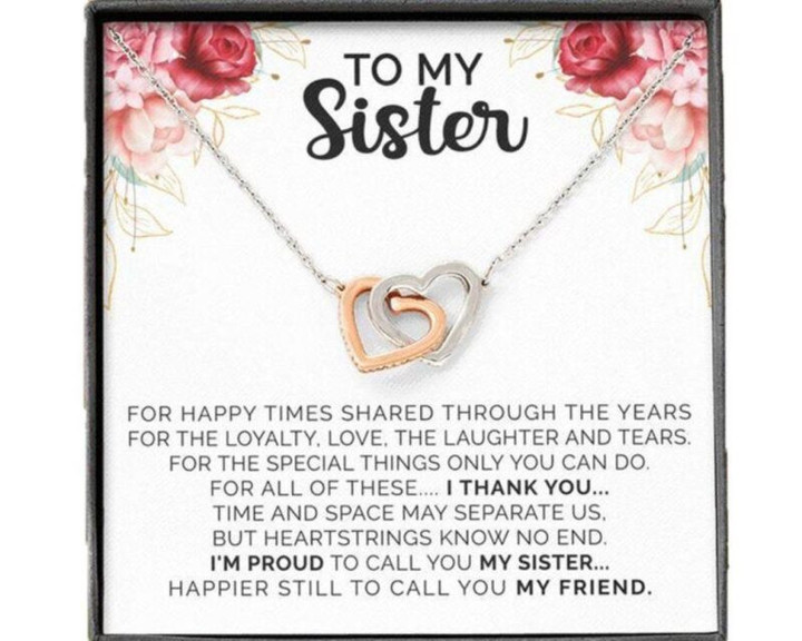 Sister Necklace Gift, Gift For Sister Best Friend BFF Soul Sister, Long Distance Gift Necklace