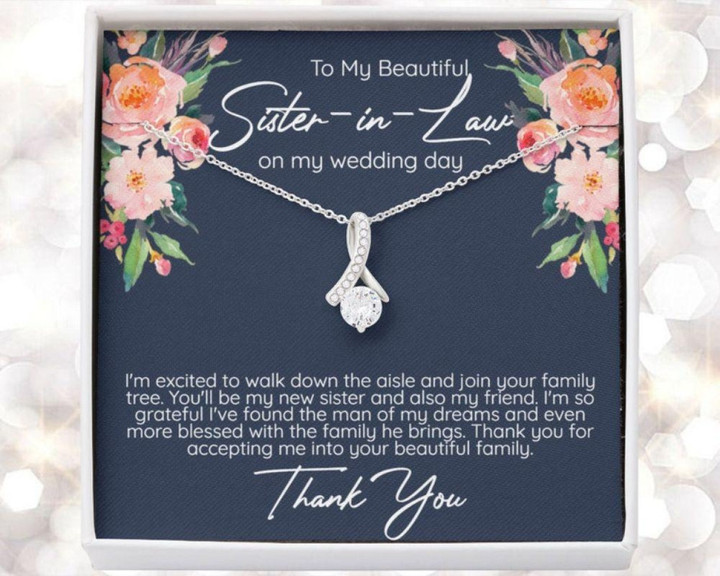 Sister Necklace Gift, Sister In Law Gift On My Wedding Day , Bride To Sister In Law, Wedding Gift To Sister In Law, Gift To Sister Of The Groom