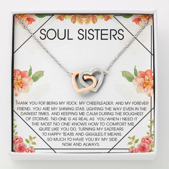 Sister Necklace Gift, Soul sisters necklace gift: best friend gift long distance, friends forever