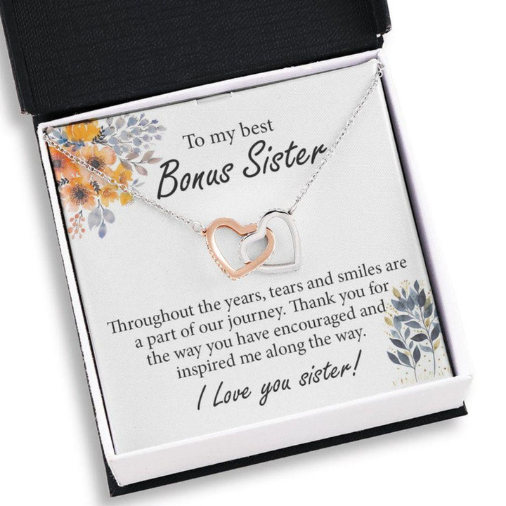 Sister Necklace Gift, Heart Necklace For My Bonus Sister, Bonus Sister Gifts, Necklace For Sister On Birthday