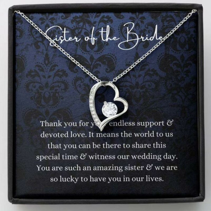 Sister Of The Bride Necklace Gift, Sister Wedding Gift From Bride And Groom, Bridal Party Necklace