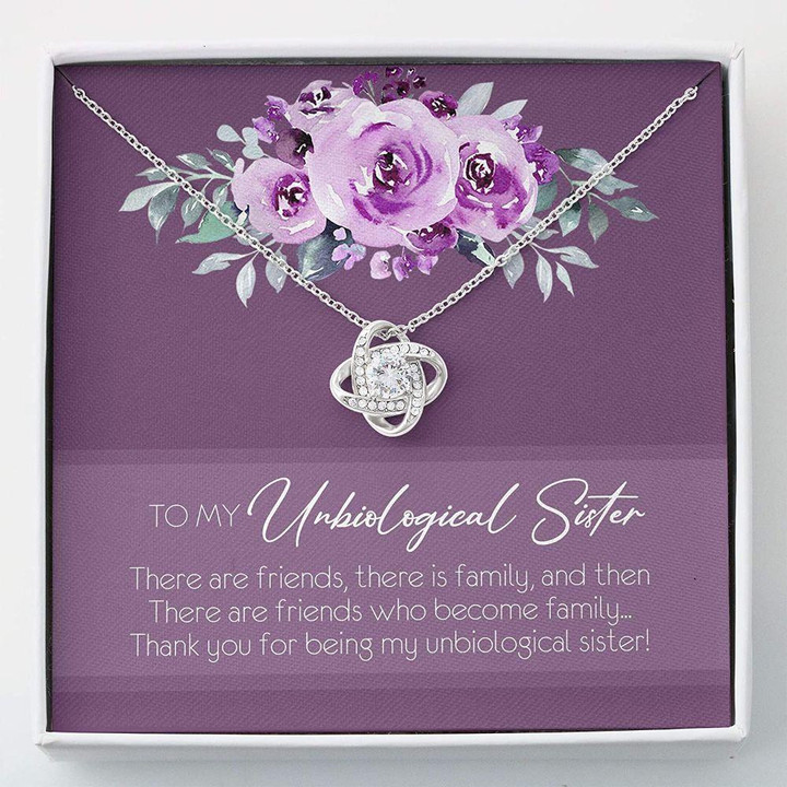 Sister Necklace Gift, My Unbiological Sister Gifts For Sister  Love Knots  Necklace With Gift Box