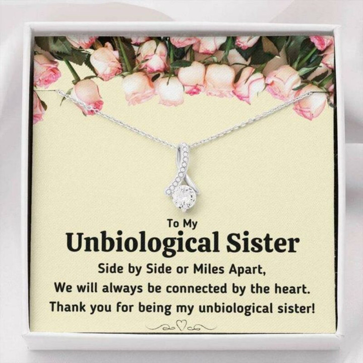 Sister Necklace Gift, To My Unbiological Sister Connected By The Heart Necklace Gift