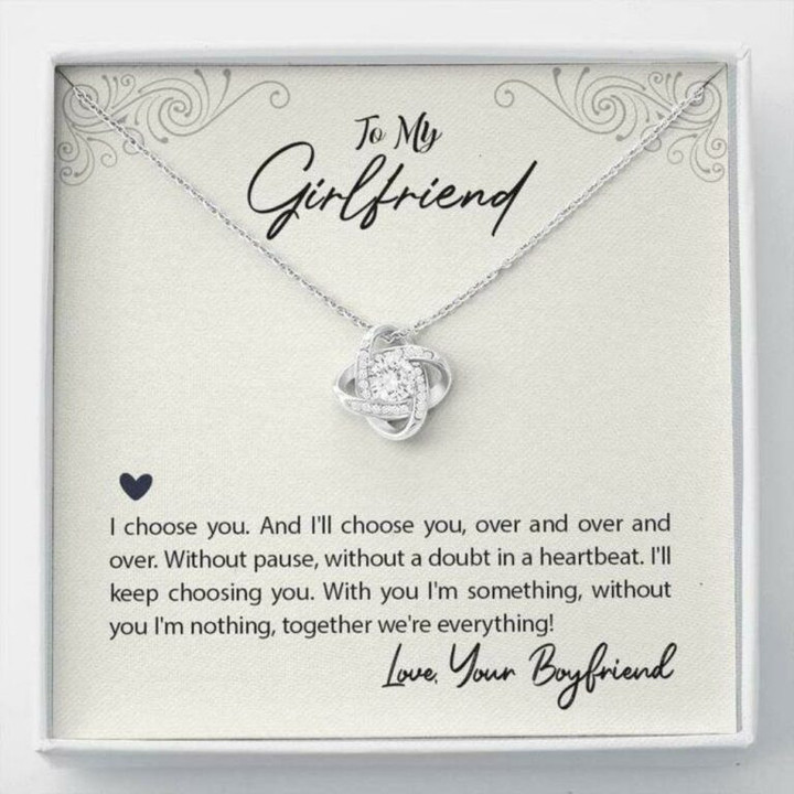 Girlfriend Necklace Gift, To My Girlfriend We�Re Everything Love Knot Necklace Gift