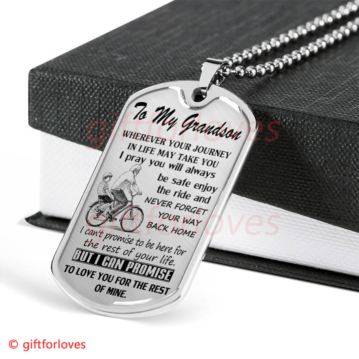 GRANDSON DOG TAG, TO MY GRANDSON DOG TAG: NEVER FORGET YOUR WAY BACK HOME DOG TAG-2