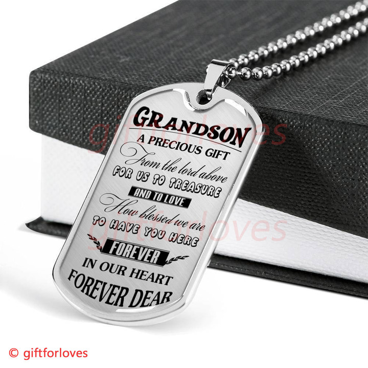 GRANDSON DOG TAG, TO MY GRANDSON DOG TAG: GRANDSON A PRECIOUS GIFT FROM THE LORD ABOVE DOG TAG-2