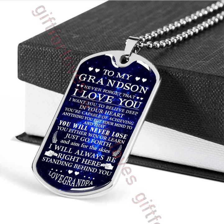 GRANDSON DOG TAG, TO MY GRANDSON: DOG TAG FOR GRANDSON, IFT FOR GRANDSON FROM GRANDPA