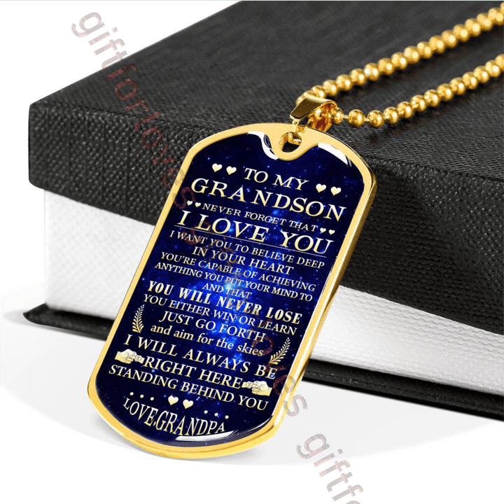GRANDSON DOG TAG, TO MY GRANDSON DOG TAG, AMAZING GRANDSON NECKLACE, GIFT FOR YOUR GRANDSON FROM GRANDPA