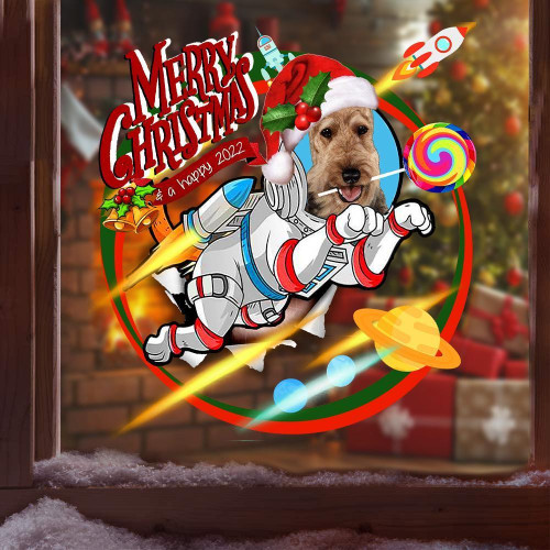 Airedale-Rockets and Christmas-Window Clings Stickers