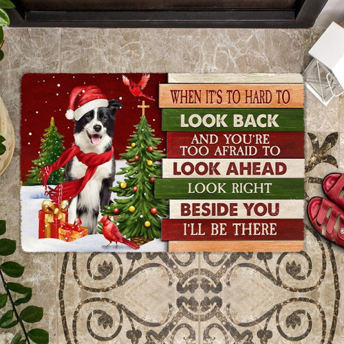Christmas Border Collie Look right beside you Doormat