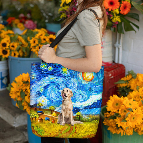 Golden Retriever-Oil Painting-Cloth Tote Bag