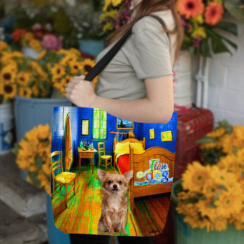 Chihuahua 3 in the bedroom-Cloth Tote Bag