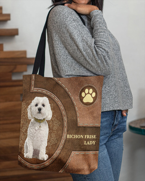 Bichon Frise 1-Lady&Dog Cloth Tote Bag