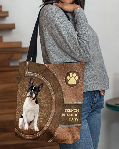 French Bulldog 3-Lady&Dog Cloth Tote Bag