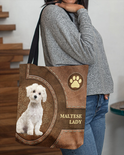 Maltese-Lady&Dog Cloth Tote Bag