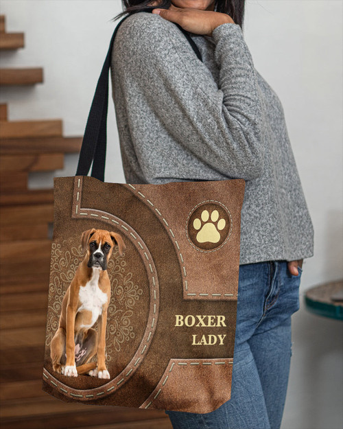 Boxer-Lady&Dog Cloth Tote Bag