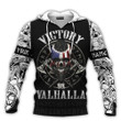 Viking Warrior Nordic Mythology American Skull Victory Or Valhalla Personalized All Over Print Hoodie