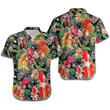 Funny Roosters Tropical Flowers Women Hawaiian Shirt