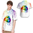 Love Who You Want Rainbow Lips Watercolor Men Hawaiian Shirt For LGBT Community - Gift For Owl Lovers