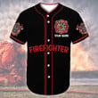 Larvasy Personalized Custom Name Firefighter Flag Baseball Tee Jersey Shirt