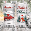 Personalized Christmas Red Truck Stainless Steel Tumbler