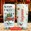 Personalized Butterfly Red Truck Christmas Stainless Steel Tumbler