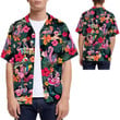 Flamingo Hibiscus Tropical Leaves Men Hawaiian Shirt For Boys In Summer