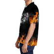Firefighter Flame Black And White Skulls Men Hawaiian Shirt - Gift Ideas For Firefighter