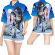Wolf Native American Headdress Hawaiian Shirt For Women For American Indian - Gift For Wolf Lovers