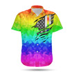 Rainbow Polygonal American Flag Women Hawaiian Shirt For LGBT Community In Pride Month