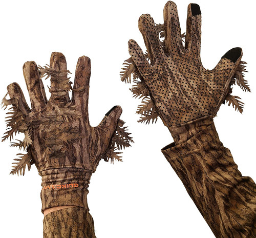 QuikCamo Mossy Oak and Realtree Lightweight 3D Leafy Camo Hunting Gloves for Men (Touch Screen Enabled or Fingerless Options)
