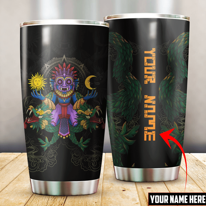 Aztec Tlaloc Sun And Moon Customized 3D All Over Printed Tumbler -