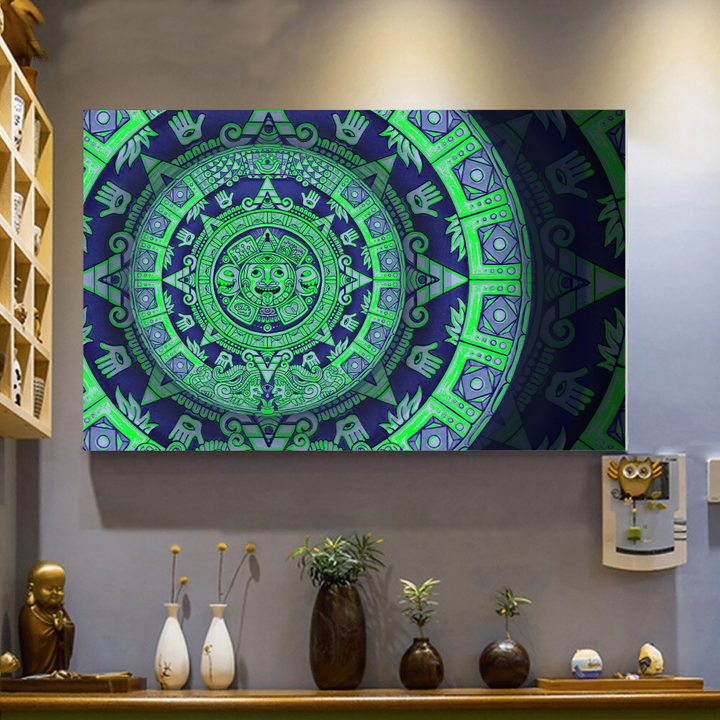 Psychedelic Aztec Sun Stone 3D All Over Printed Canvas -