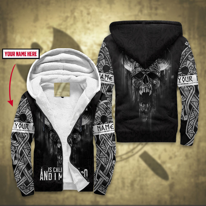 Viking Skull Valhalla Is Calling And I Must Go Personalized All Over Print Fleece Zip