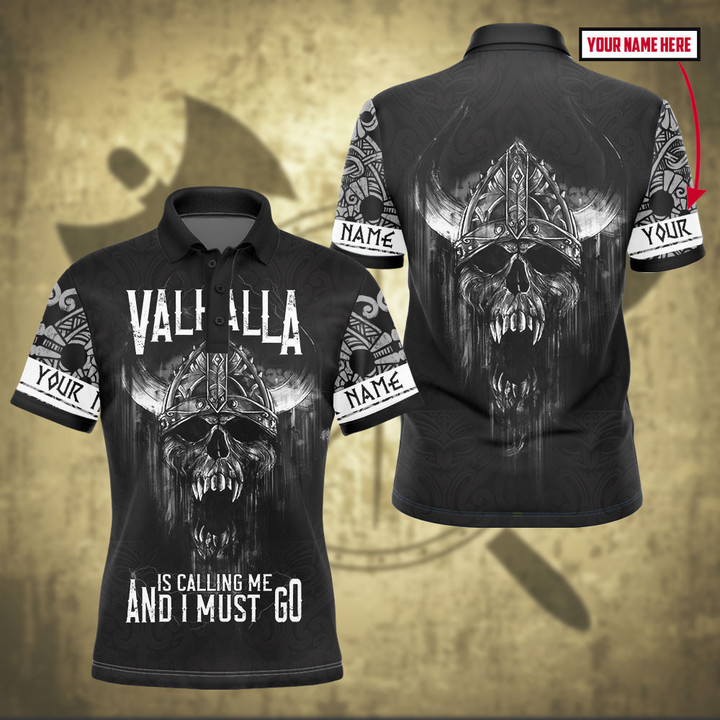 Viking Skull Valhalla Is Calling And I Must Go Personalized All Over Print Polo