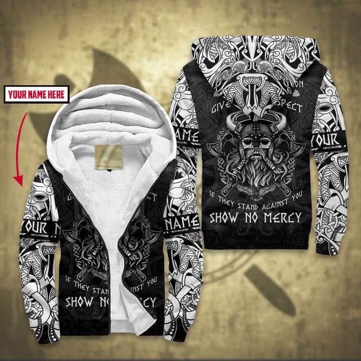 Viking Old Norse Mens Show No Mercy Personalized All Over Print Fleece Zip
