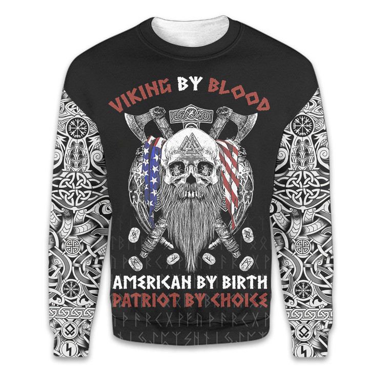 Viking By Blood American By Birth Patriot By Choice All Over Print Sweatshirt