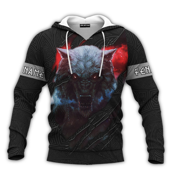 Viking Old Norse Wolf Of Ragnarok The Fenrir Ripped Out Design Personalized All Over Print Hoodie