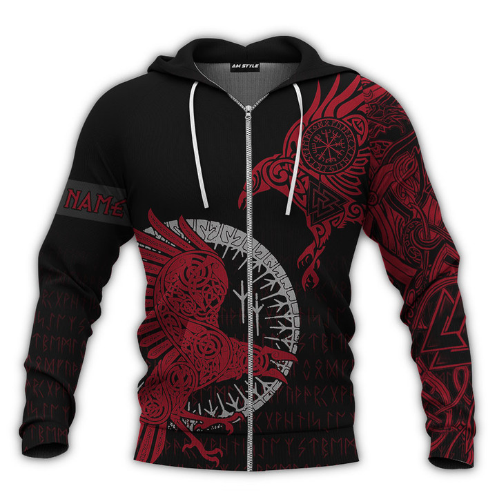 Viking Old Norse Hungin And Munin The Ravens Of Odin Personalized All Over Print Zip Hoodie