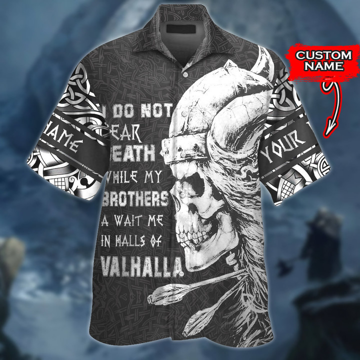 Viking Old Norse Skull Brother Valhalla Personalized All Over Print Hawaii Shirt