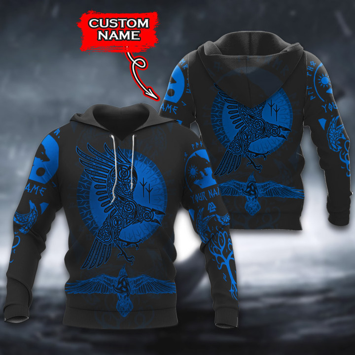 Viking Raven Nordic Mythology Multicolored Personalized All Over Print Hoodie