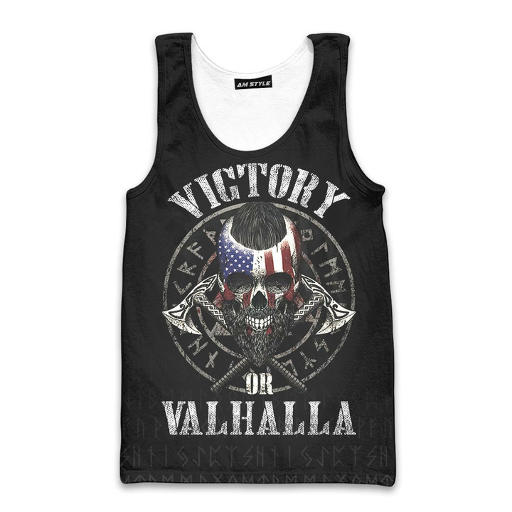 Viking Warrior Nordic Mythology American Skull Victory Or Valhalla Personalized All Over Print Tank Top