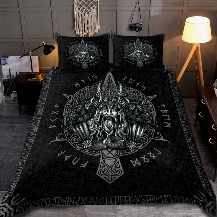 Viking Wolves Geri And Freki Of Odin The Triple Horn Pattern All Over Print Bedding Set