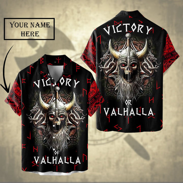 Viking Old Norse Warrior Skull Victory Or Valhalla Customized All Over Print Shirts