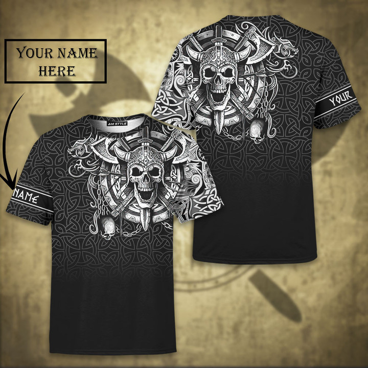 Viking Old Norse Skull Tattoo Art Customized All Over Print T-Shirt