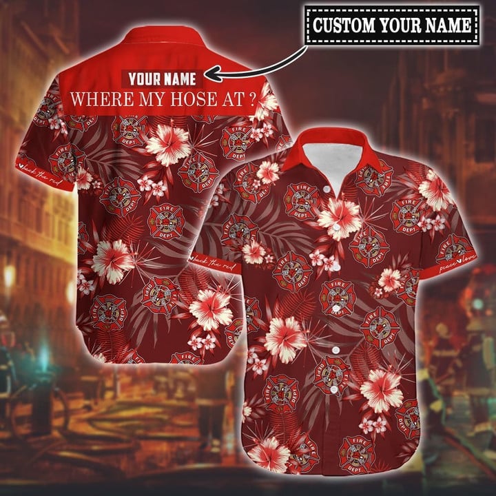 Larvasy Firefighter Customized Hawaiian Shirt Aloha Shirt For Summer