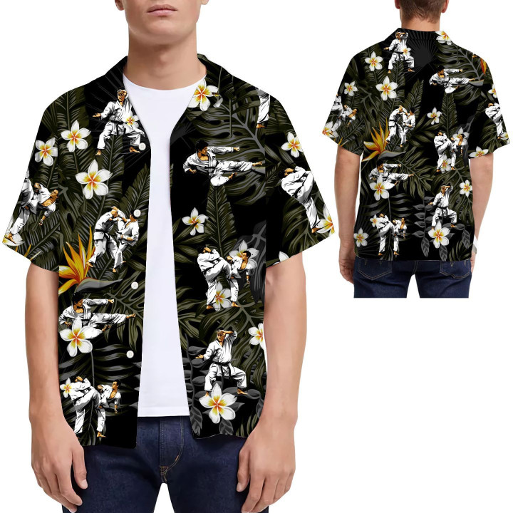 Karate Tropical Flowers Men Hawaiian Shirt For Martial Arts Lovers - Gift For Rat Lovers