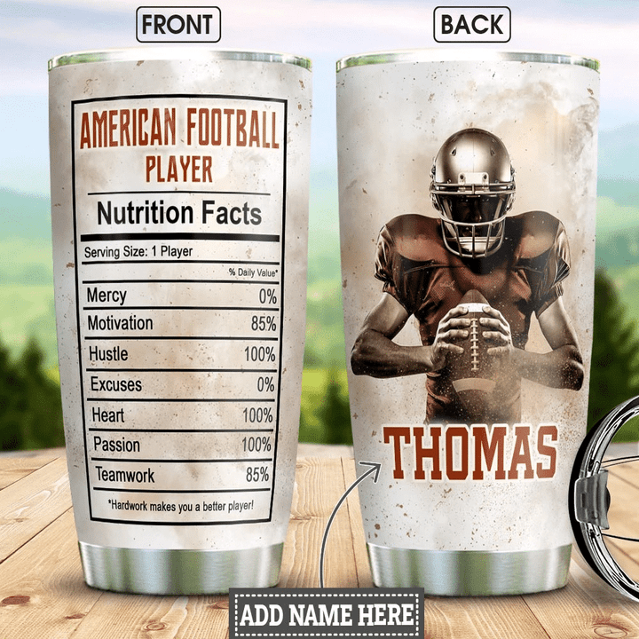 Larvasy American Football Personalized Stainless Steel Tumbler