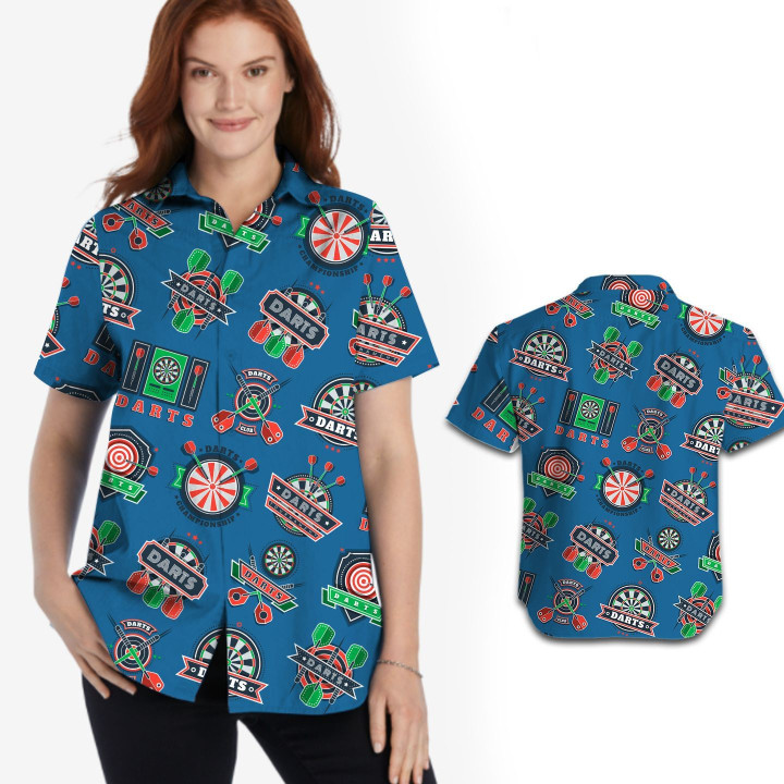 Vintage Darts Women Hawaiian Shirt For Sport Lovers In Daily Life