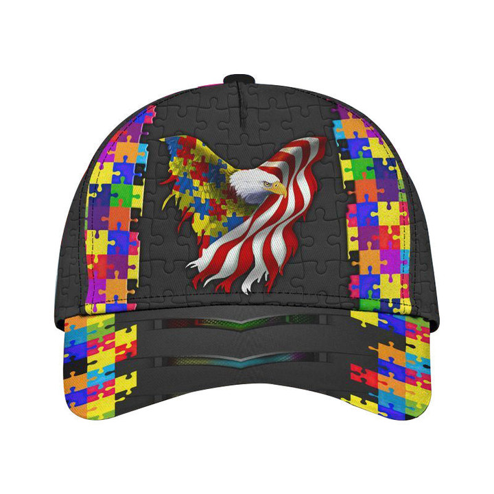 Autism Awareness Eagle All Over Print Cap Classic Caps Curved 3D Print Classic Cap Gift For Friend Meaningful Gift